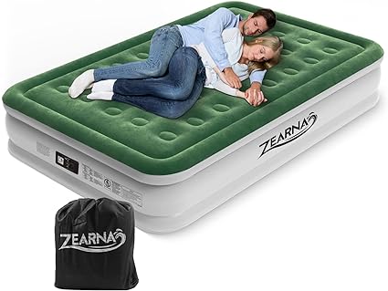 Photo 1 of Zearna Queen Air Mattress with Built-in Pump for Home, Camping & Guests - 16'' Queen Size Inflatable Airbed Double High Adjustable Blow Up Mattress, Durable Portable Waterproof