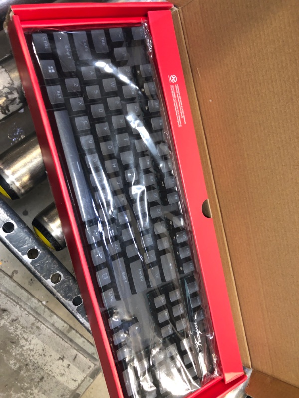 Photo 2 of HyperX Alloy Origins PBT - Mechanical Gaming Keyboard, PBT Keycaps, RGB lighting, Compact, Aluminum Body, Customizable with HyperX NGENUITY, Onboard Memory - HyperX Tactile Aqua Switch Black PBT Full Size HyperX Aqua Keyboard