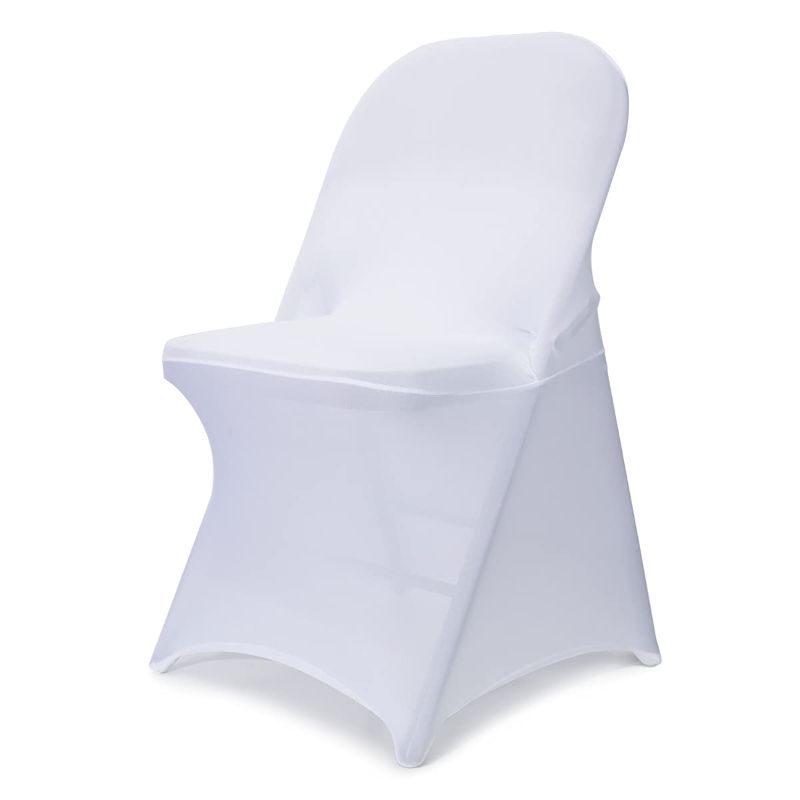 Photo 1 of 20 Spandex Folding Chair Cover - Babenest Upgraded Universal Stretch Washable Fitted Chair Slipcover Protector for Wedding, Holidays, Banquet, Party, Celebration (White)