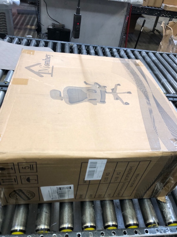 Photo 1 of Monhey Office Chair - Ergonomic Office Chair with Lumbar Support & 3D Headrest & Flip Up Arms Home Office Desk Chairs Rockable Swivel High Back Computer Chair White Frame Grey Mesh Study Chair H Grey