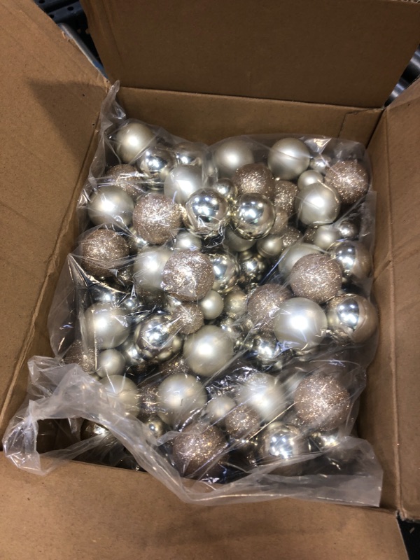 Photo 1 of 6 FEET Christmas Ball Garland Ornaments Shatterproof Xmas Hanging Balls Decorations for Home Indoor Outdoor Mantel Holiday Party Wedding Tree - Gold & Bronze