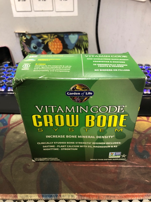 Photo 1 of Garden of Life Calcium Supplement - Vitamin Code Grow Bone Made with Whole Foods, Strontium, Magnesium, K2 MK7, Vitamin D3 & C Plus Probiotics for Gut Health, 30 Day Supply