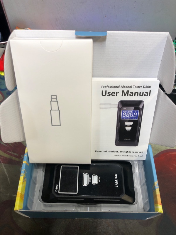 Photo 2 of LAMJAD Breathalyzer, Professional Alcohol Tester with Digital LCD Screen, semiconductor sensors and 10 mouthpieces, Police-Specific Alcohol Meters for Personal and Professional use (D800)