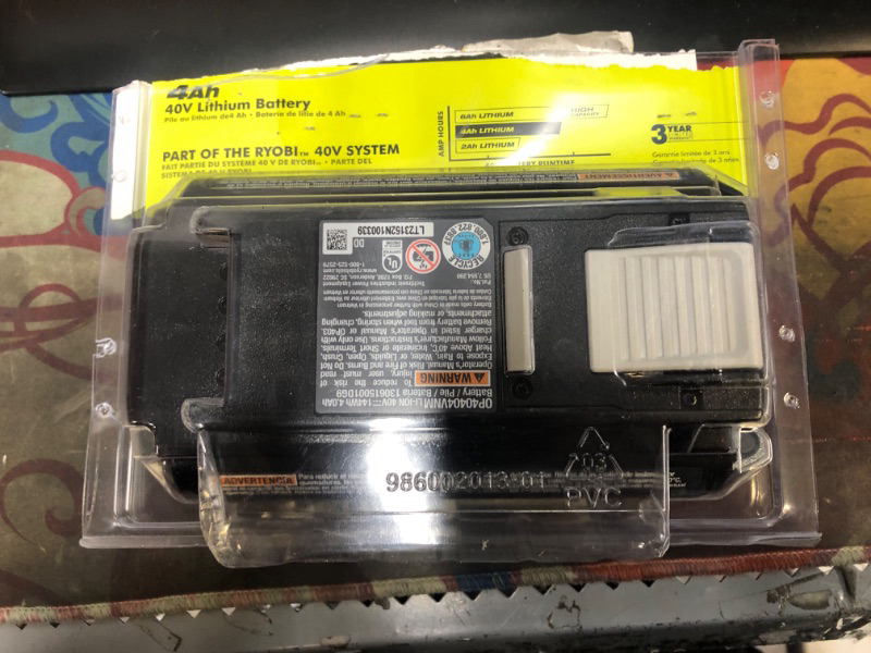 Photo 2 of Ryobi 40V 4.0 Ah Lithium-Ion Battery OP4040