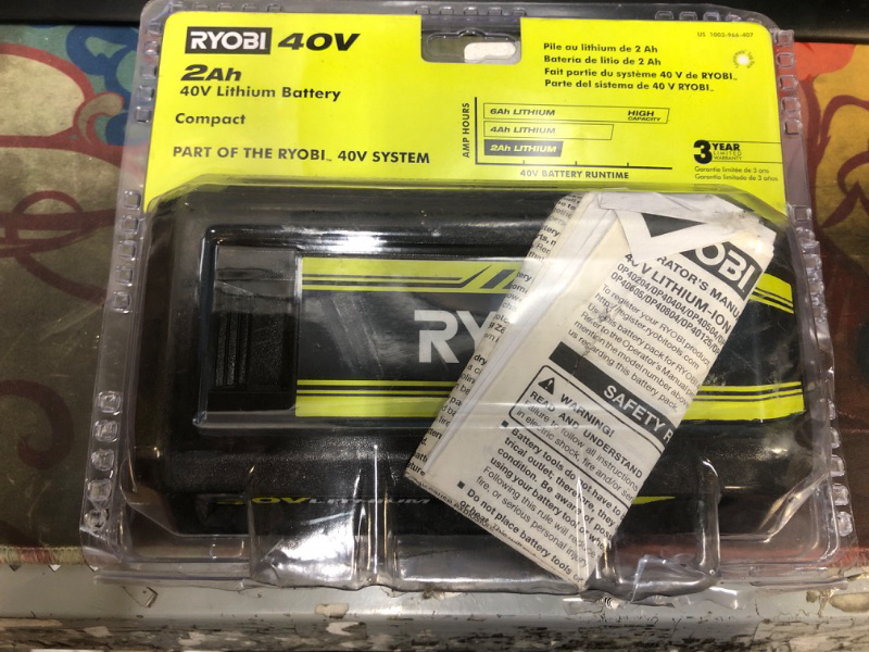 Photo 2 of Ryobi 2Ah 40V Lithium-Ion Compact Battery (OP40201)