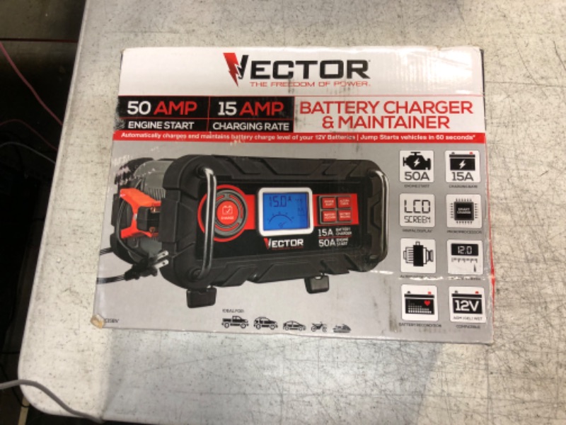 Photo 2 of Vector 15 Amp Automatic 12V Battery Charger with 50 Amp Engine Start and Alternator Check