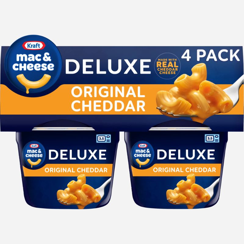 Photo 1 of ( PACK OF 2 ) Kraft Deluxe Original Easy Microwavable Macaroni and Cheese Cups (4 ct Pack, 2.39 oz Cups) Original Cheddar 4 Count  (BB 19DEC23)