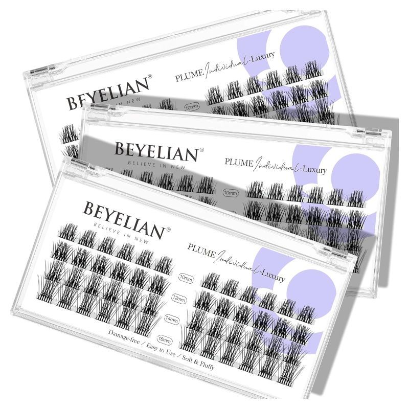 Photo 1 of ( PACK OF 2 ) BEYELIAN 144 Pcs Cluster Lashes, DIY Eyelash Extension, Individual False Eyelashes Extension Natural Look Reusable Glue Bonded Black Super Thin Band Lash Clusters Mix (Style5 0.07 Mix Black Band)
