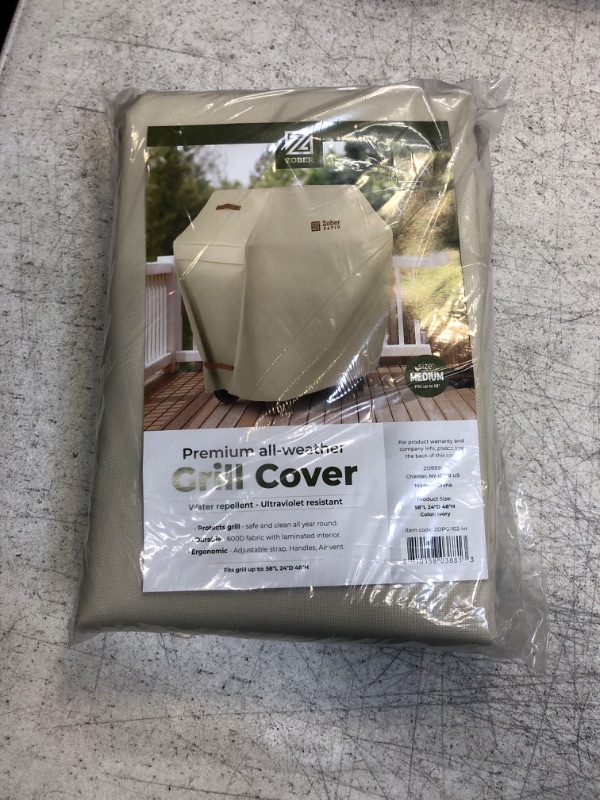 Photo 2 of Zober BBQ Grill Cover - 58 Inch Waterproof Double Layered Fits Weber Gas Grill Cover Charbroil Grill & Smoker - Gas Grill Covers w/Air Vents, Dual Handles - 600D Oxford Fabric, Cream 58 Inch Cream