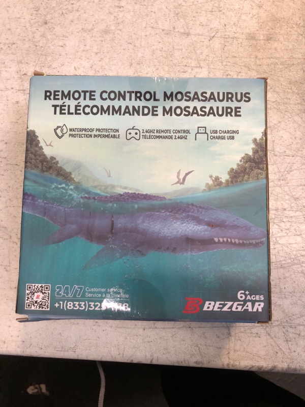Photo 2 of BEZGAR Remote Control Dinosaur Toys for Kids 5-7 2.4Ghz Remote Control Shark Mosasaurus with Rechargeable Battery, RC Dinosaur for Swimming Pool Toy Bathroom Summer Gift for Boys Girls 3 4 5 6 7
