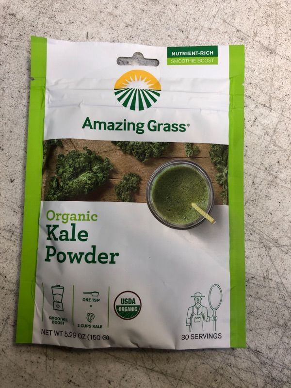 Photo 2 of Amazing Grass Kale Greens Booster: Greens Powder Smoothie Mix, Smoothie Booster with Vitamin A & Vitamin K, Chlorophyll Providing Greens, 30 Servings (EXP 02/2024)