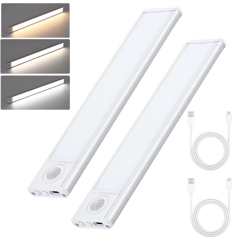 Photo 1 of 2 Pack Under Cabinet Lights - Wireless Under Cabinet Lighting Motion Sensor Closet Lights Under Counter Lights for Kitchen 3 Colors Dimmable Magnetic Cabinet Lights for Kitchen Bedroom 2 Pack -7.87 Inches (No Remote)