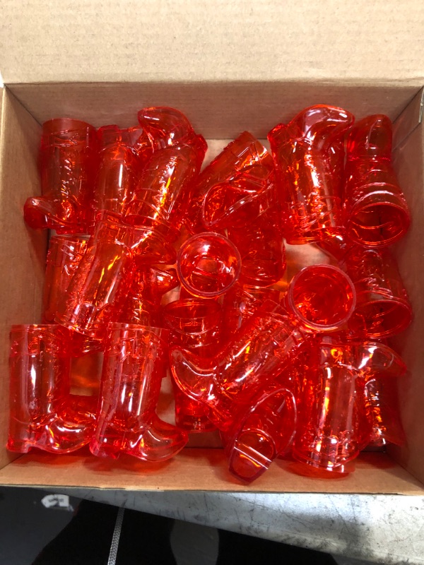 Photo 1 of 24pcs Red Cowboy Boots Plastic Shot Glasses 