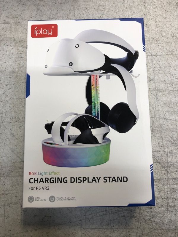 Photo 2 of Dxldfks Playstation VR2 Charging Dock, Charging Station for PS VR2 Accessories Controllers with Headset Holder Display Stand and RGB Light
