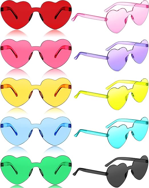 Photo 1 of 24 Pairs Heart Shaped Rimless Sunglasses Cute Candy Color Frameless Glasses Trendy Eyewear
