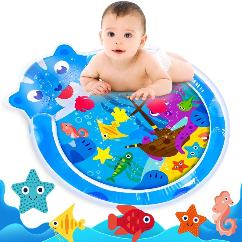 Photo 1 of Large Inflatable Tummy Time Water Mat for Babies, Premium Infant Baby Floor Water Mat for 3+ Newborns Toddlers, Water Play Mat to Strengthen Muscles, Promote Sensory Stimulation and Development Toys
