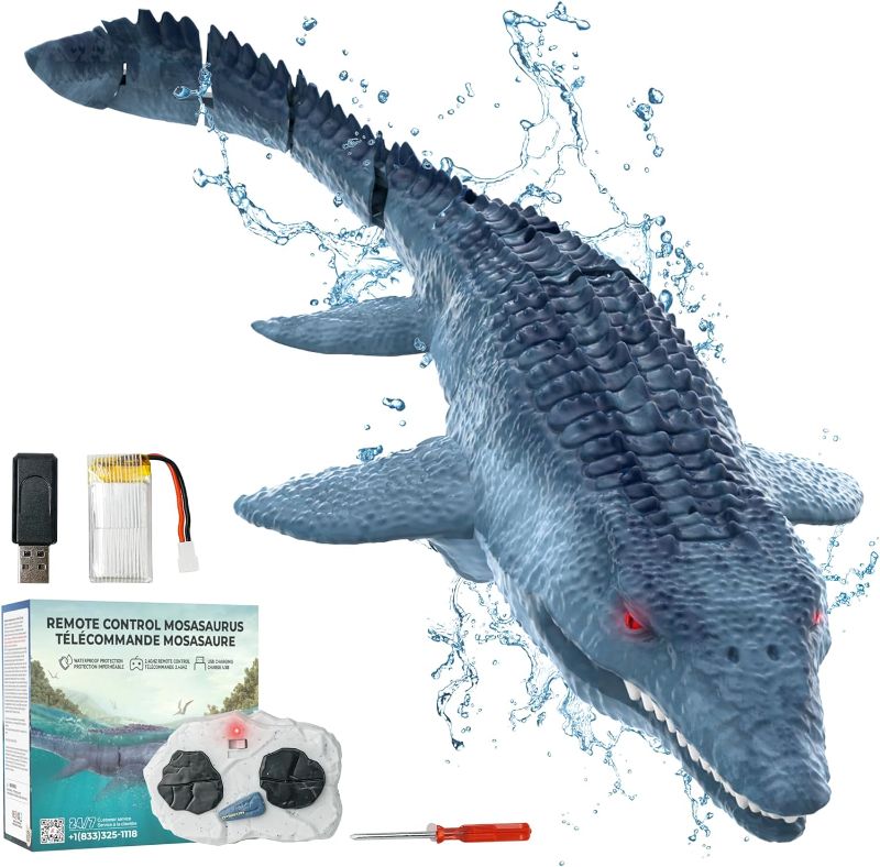 Photo 1 of BEZGAR Remote Control Dinosaur Toys for Kids 5-7 2.4Ghz Remote Control Shark Mosasaurus with Rechargeable Battery, RC Dinosaur for Swimming Pool Toy Bathroom Summer Gift for Boys Girls 3 4 5 6 7
