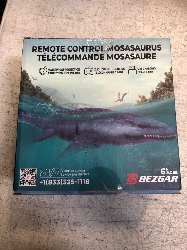 Photo 2 of BEZGAR Remote Control Dinosaur Toys for Kids 5-7 2.4Ghz Remote Control Shark Mosasaurus with Rechargeable Battery, RC Dinosaur for Swimming Pool Toy Bathroom Summer Gift for Boys Girls 3 4 5 6 7
