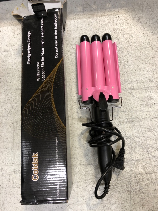Photo 2 of 3 Barrel Curling Iron, 1 Inch Hair Waver Curling Iron Adjustable 25mm Curling Iron for Long or Short Hair Heat Up Quickly Last Long Waver Iron Wand for Women Pink