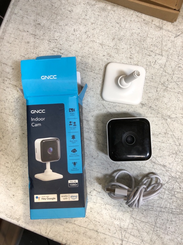 Photo 2 of +++PHONE NOT INCLUDED+++ GNCC Indoor Security Camera Dog Camera 1080P Motion Detection, 2-Way Audio Siren, Night Vision, Cloud & SD Card Storage, Works w/Alexa & Google Home, 2.4G WiFi, C2
