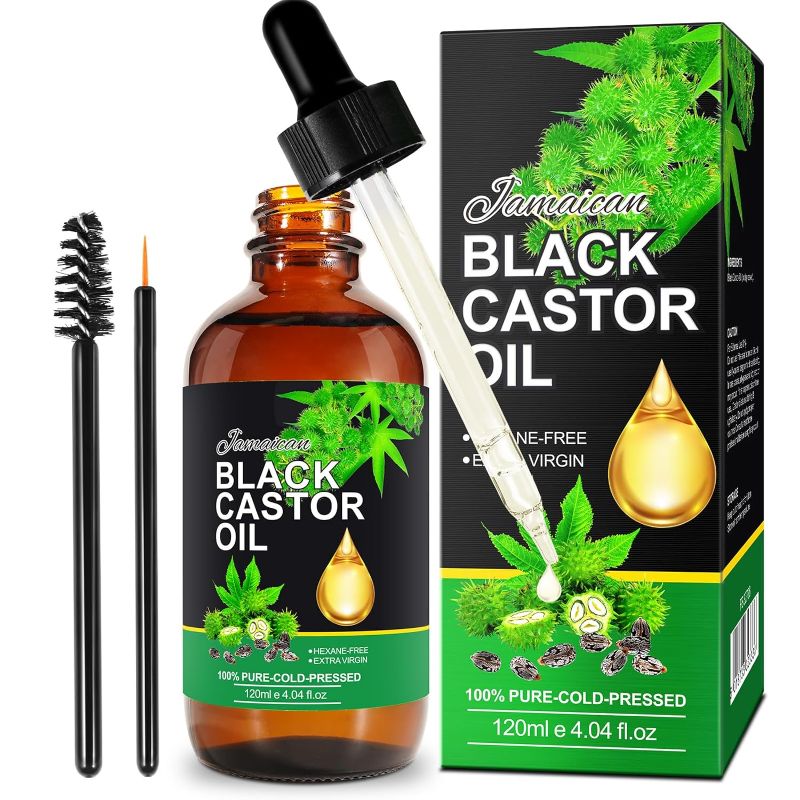 Photo 1 of 120ML Jamaican Black Castor Oil, Castor Oil Organic Cold Pressed Unrefined, Pure Natural Castor Oil for Hair Growth,Skin & Scalp Moisturizer, Eyelashes & Eyebrows, Deep Cleansing, Nail Care Grow
