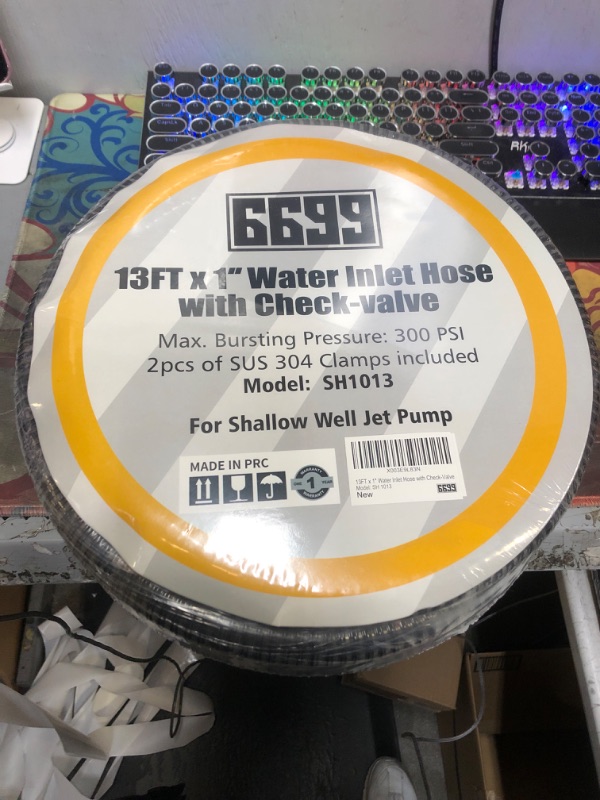 Photo 1 of 6699 Suction Hose Including Check Valve and NPT 1-inch Thread, Corrugated Pipe 13ft Long, Water Inlet Hose Set with Brass Adapter Easy to Connect for Shallow Well Garden Sprinkler Pump