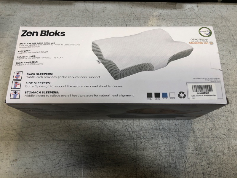 Photo 2 of Zen Bloks Cervical Neck Pillow for Neck Pain Relief - Ergonomic Contour Memory Foam Pillow - Shoulder Support Designed for Back and Side Sleepers - Orthopedic - Firm - Queen (24.5" x 15" x 5.4"/4.1") FIRM - Queen(24.5" x 15" x 5.4"/4.1")