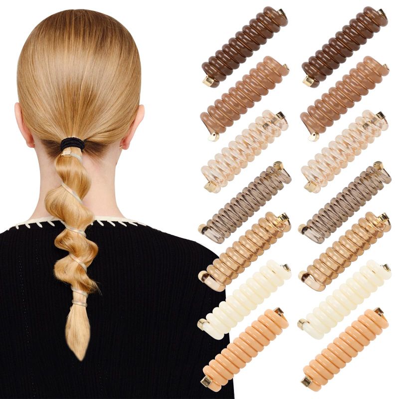 Photo 1 of 14 Pcs Spiral Hair Ties|Hair Tie Tools for Thick Thin Hair-Unique Hair Braid Maker, Hair Coils Accessories for Women Girls