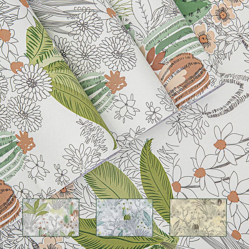 Photo 1 of ACEMOON 236.2"x17.7" Flower Wallpaper Stick and Peel Leaf Contact Paper Vintage Wallpaper Removable Self Adhesive Wallpaper Vinyl Film Roll Wood Shelf Drawer Liner 17.7 inch × 236.2 inch Green