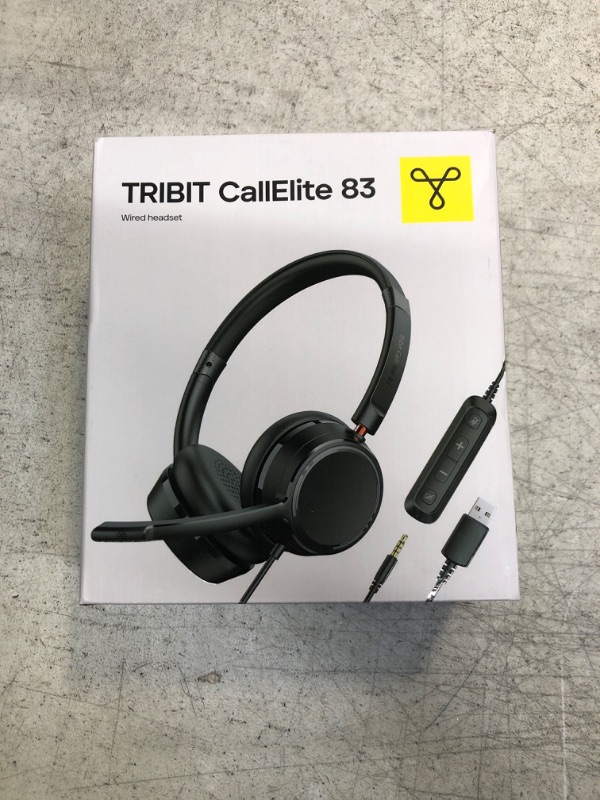 Photo 2 of Tribit USB Headset with Microphone for PC, CallElite83 Stereo Wired Headphone with Noise Cancelling Mic, 3.5mm/USB, in-Line Controls, Mic & Speaker Mute Button, Mac/Laptop/Home/Office/Skype/Zoom Dark Black