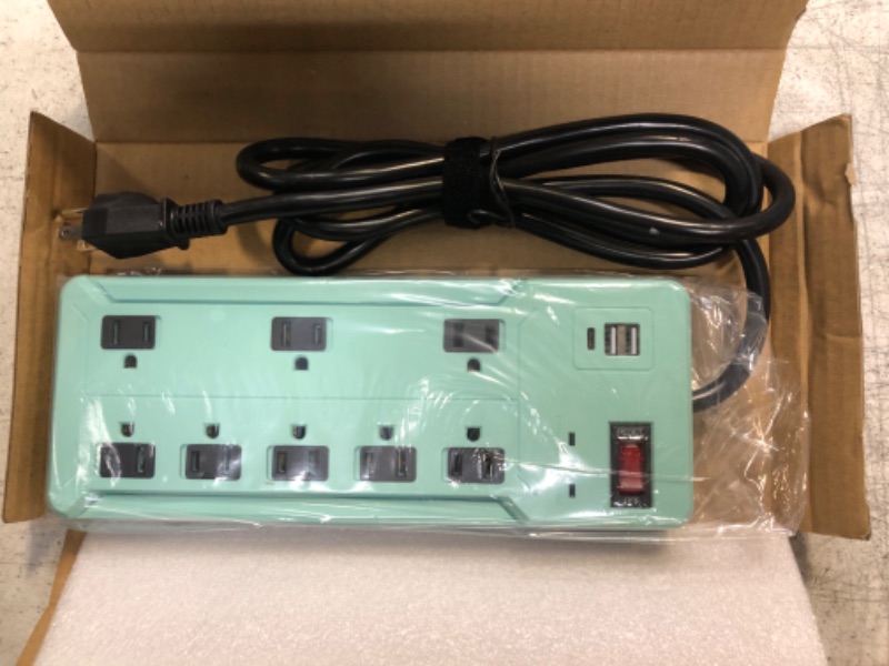 Photo 1 of Acohook Surge Protector Power Strip with 2 USBA and 1 USB C Port, 6 FT Power Cord