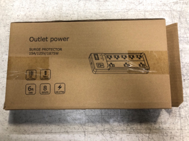 Photo 3 of Acohook Surge Protector Power Strip with 2 USBA and 1 USB C Port, 6 FT Power Cord