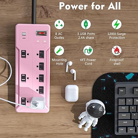 Photo 1 of urge Protector Power Strip with 2 USBA and 1 USB C Port, 6 FT Power Cord