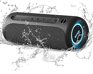 Photo 1 of Portable Speaker, Wireless Bluetooth Speaker, IPX7 Waterproof, 25W Loud Stereo Sound, Bassboom Technology, TWS Pairing, Built-in Mic, 16H Playtime with Lights for Home Outdoor - Black
