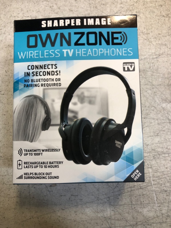 Photo 3 of Sharper Image OWN ZONE Wireless Rechargeable TV Headphones- RF Connection, 2.4 GHz, Transmits Wirelessly up to 100ft, No Bluetooth Required, AUX, RCA, & Optical Cable Included (Black)