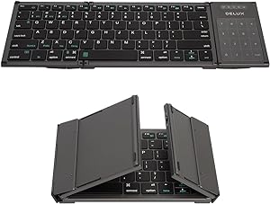 Photo 1 of DeLUX Full Size Folding Keyboard 78 Keys, Wireless Bluetooth Keyboard with 2-in-1 Touchpad, Portable Travel Multi-Device and Multi-System Keyboard (KF17)
