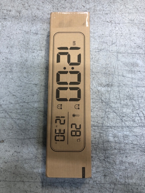 Photo 1 of Digital Large Display Alarm Clock for Living Room Office Bedroom Decor LED Electronic Date Temp Display Wall Electric Clocks Automatic Brightness Dimmer Smart Cool Modern Desk Accessories Black
