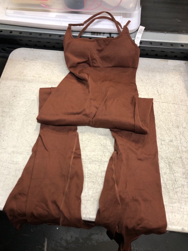 Photo 1 of Brown Flared Legged Jumpsuit Medium 