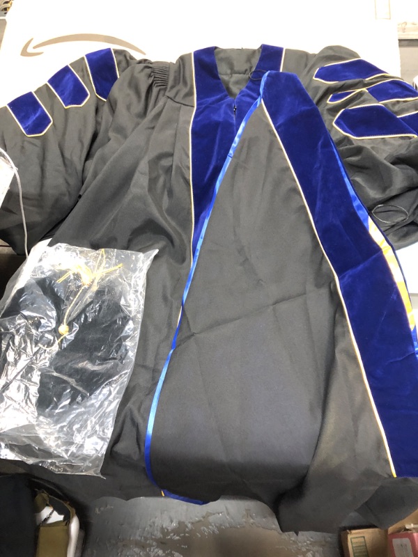 Photo 3 of GradPlaza Doctoral Graduation Gown Doctoral Hood with Gold Piping and Doctoral Tam 8 Side Doctoral Regalia
