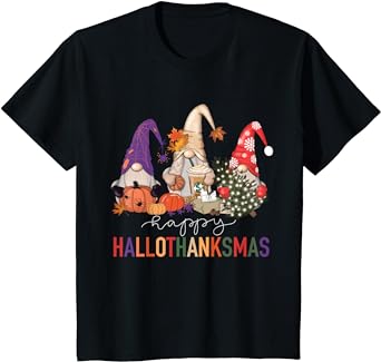Photo 1 of ++SIZE 6T++ Halloween Thanksgiving Christmas Happy HalloThanksMas Gnomes T-Shirt
