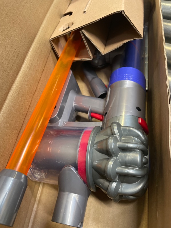 Photo 2 of Casdon Little Helper Dyson Cord-Free Vacuum Cleaner Toy, Grey, Orange and Purple (68702) Dyson Ball Vacuum Toy Vacuum with Working Suction and Sounds, 2 lbs, Grey/Yellow/Multicolor Toy + Dyson Ball Vacuum 