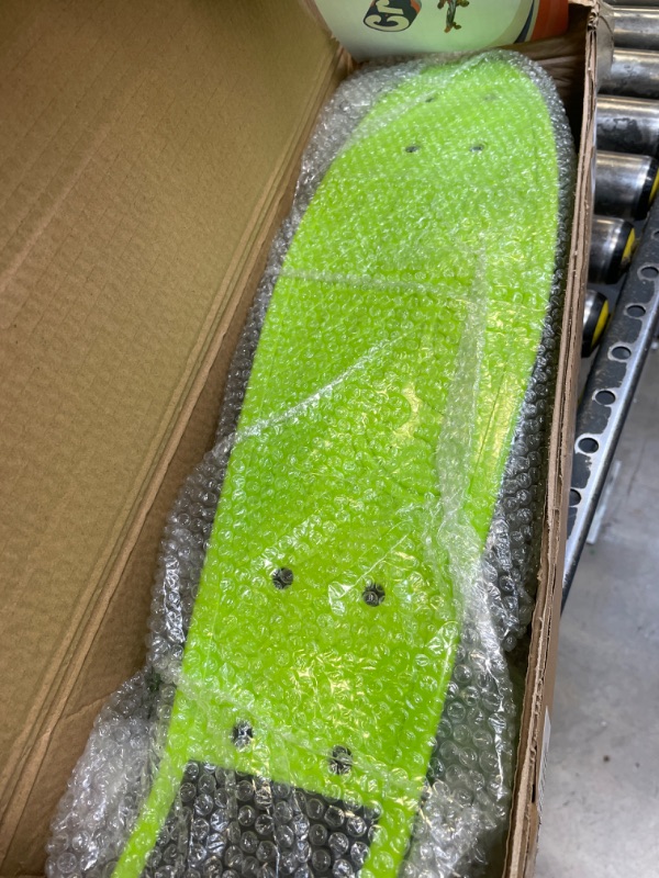 Photo 2 of Standard Skateboard Mini Cruiser - 6'' PP Deck Complete Double Kick Skate Board w/ 3.25" Aluminum Alloy Truck, PU Wheels w/LED Light - for Kids, Teens, Adults Green