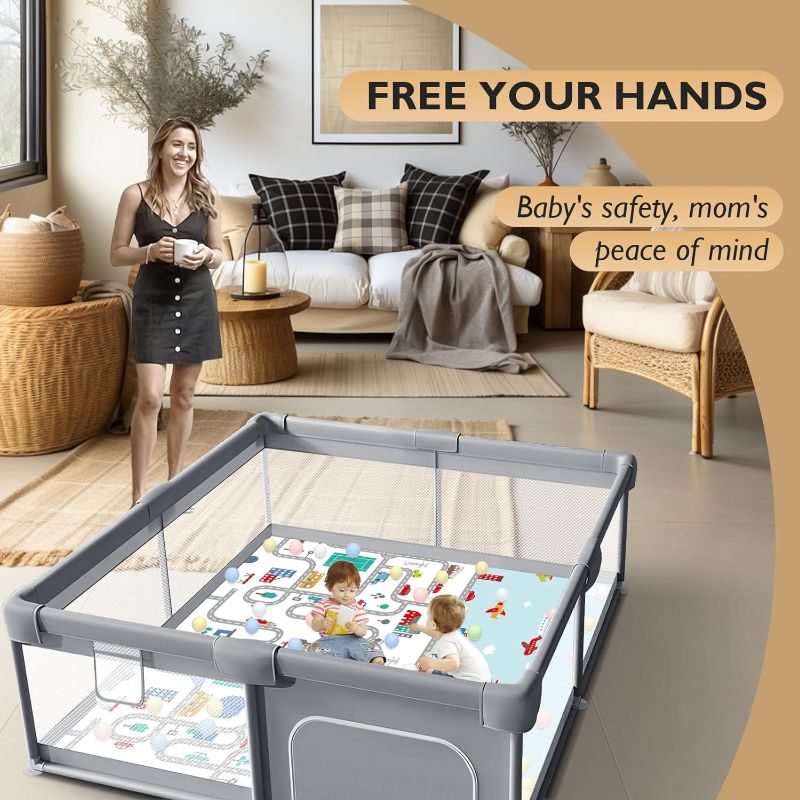 Photo 1 of  Baby Playpen with Mat, Small Playpen for Babies and Toddlers