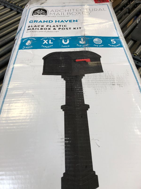 Photo 1 of Architectural Mailboxes Grand Haven Plastic, Mailbox and Post Kit, Black