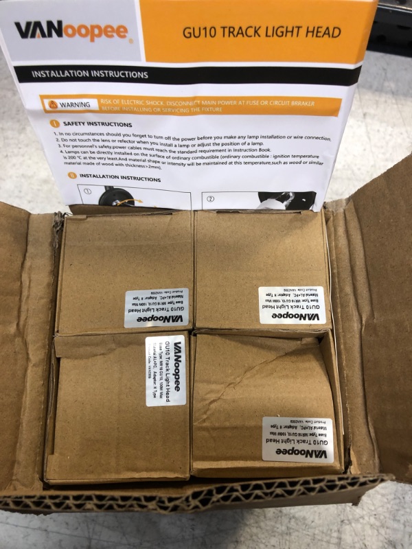 Photo 1 of VANoopee GU10 Track Lighting Heads H Type Gold LED Track Light Heads Compatible with Halo Style System, MR16 GU10 Base Adapter Ceiling Spot Light Fixture Direction Adjustable, Pack of 4, No Bulbs Gold X4