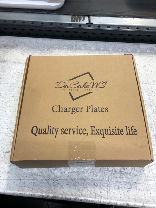 Photo 1 of DaCakeWS Gold Reef Charger Plates 10PCS 13inch Plastic Floral Charger Plates Wedding for Dinner,Wedding,Party,Event,Decoration(Reef Gold10) 10 Reef Gold