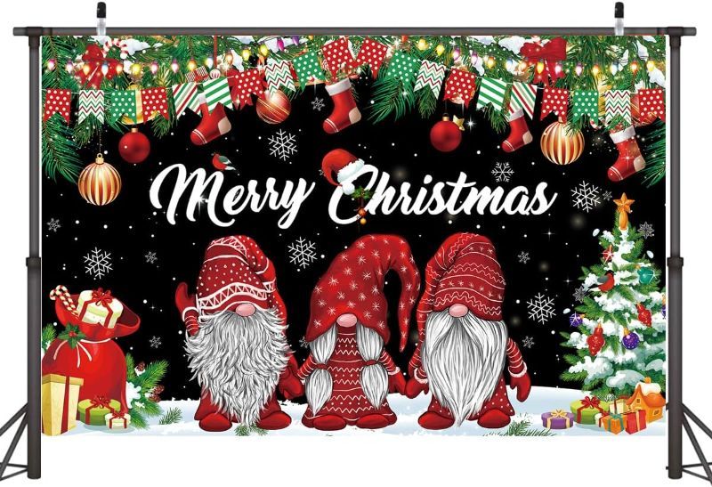 Photo 1 of YinQin 180x120 cm Merry Christmas Photography Backgrounds 6x4ft Merry Christmas Party Backdrops Cloth Merry Christmas Photography Background Sign Party Wall Hanging Banner for Christmas (Red Black)

