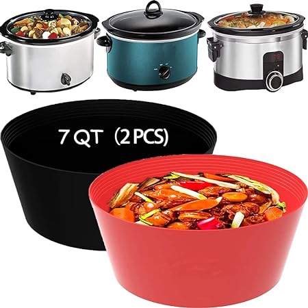 Photo 1 of YF-TOW Slow Cooker Liners, Silicone Slow Cooker Liner Fit 7-8 Quart Oval Slow Cooker, Resistant To 464°F, Reusable, Leak-Proof, Coating Anti-Scratch, Dishwasher Safe, Gift For Men And Women
