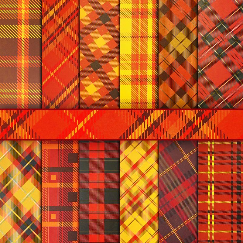 Photo 1 of 24 Sheet Fall Plaid Pattern Paper Pack Scrapbook Specialty Thanksgiving Paper Double-Sided Decorative Craft Paper for Fall Thanksgiving DIY Scrapbook Card Making Decoration