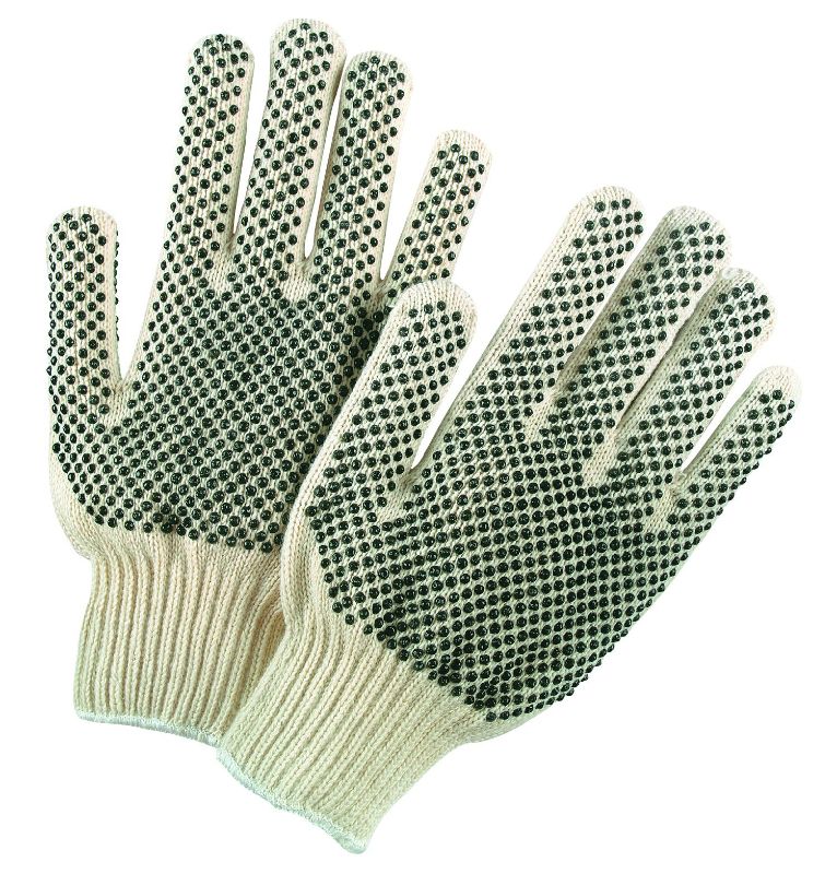 Photo 1 of ( PACK OF 2 ) MCR Safety 9668XL Cotton/Polyester 7 Gauge String Knitted Multi-Purpose Men?s Gloves, Natural, X-Large